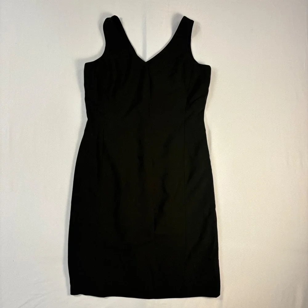 Jones New York Platinum Womens Black V-Neck Sheath Dress Size 12 Sleeveless LBD - Picture 5 of 10